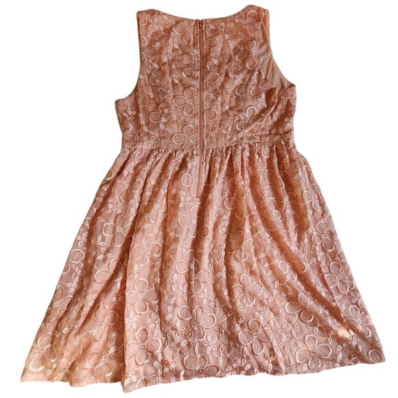 Ya Los Angeles Pink Floral Embroidered Fit & Flare Mini Dress Sz L - Picture 2 of 11